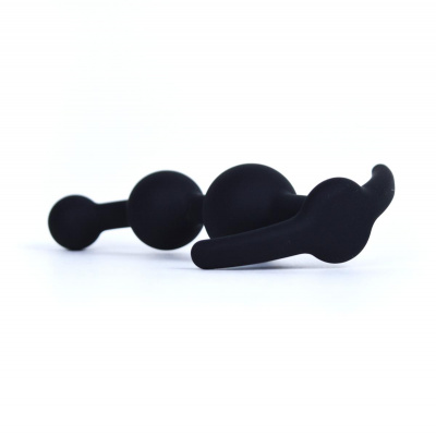 LA-11033 Black/ Анальная втулка Anus Stopper, L=11 см, Ф=1-3 см, силикон, упаковка foil bag