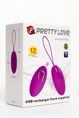 BI-014362W-13/ Виброяйцо с нежными волнистыми ребрышками PrettyLove Jacqueline на пульте ДУ	